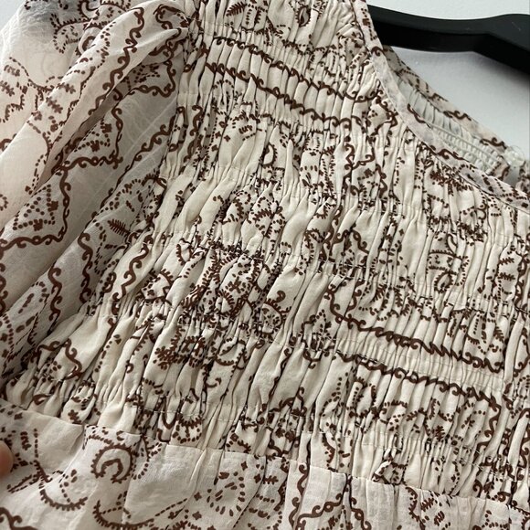 NWOT | TCEC Smocked Flutter Print Top – Cream – S, M, L – CT8281 - Picture 4 of 5